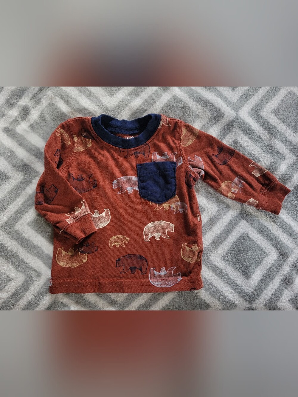 Baby boys size 3 months Bear Print Long Sleeve Shirt